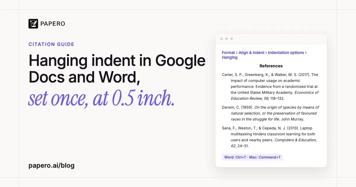 How to Do a Hanging Indent in Google Docs and Word